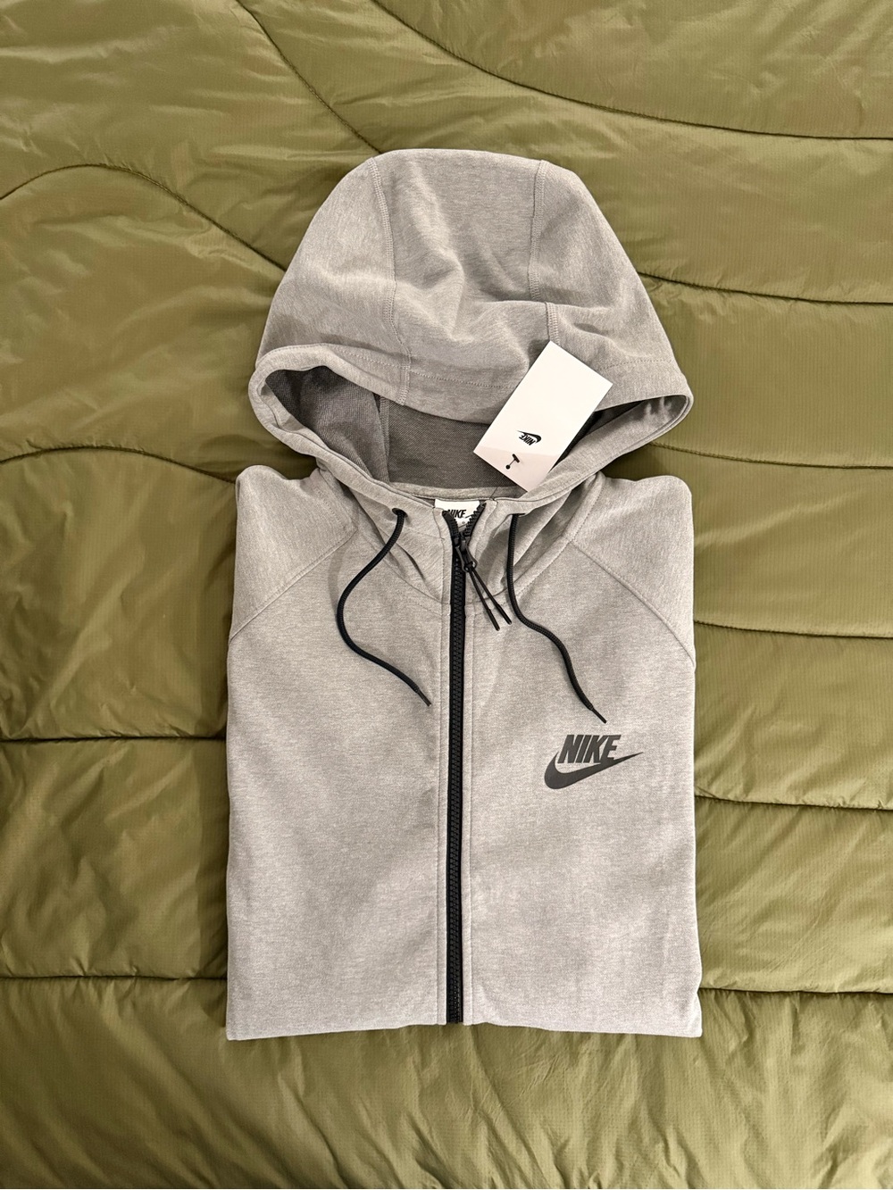 Nike Light Gray Full-Zip Hoodie with Black Accents